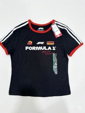 Formula 1 Girls Youth Short Sleeve Tee in Black with Red Trim Size Medium